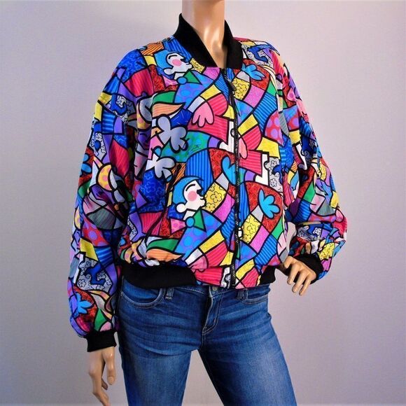 Vintage 1990s Pop Art Romero Britto Bomber Jacket - Picture 4 of 9